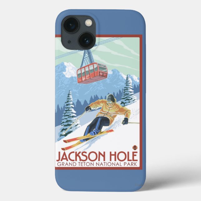 Coques Case-Mate iPhone Jackson Hole, Wyoming Skier et Tramway (Verso)