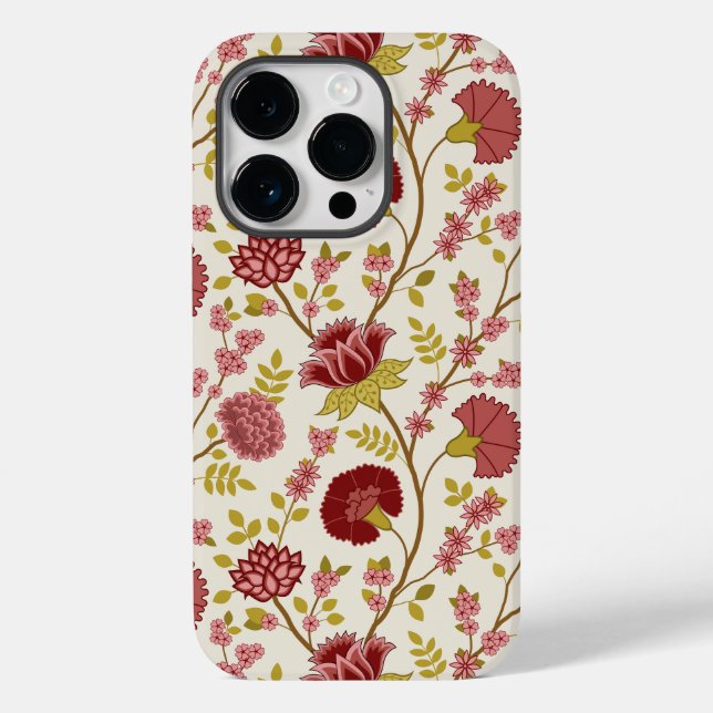 Coques Case-Mate iPhone Jacobean Floral Grand Motif Reds Pinks Gold Creme (Verso)