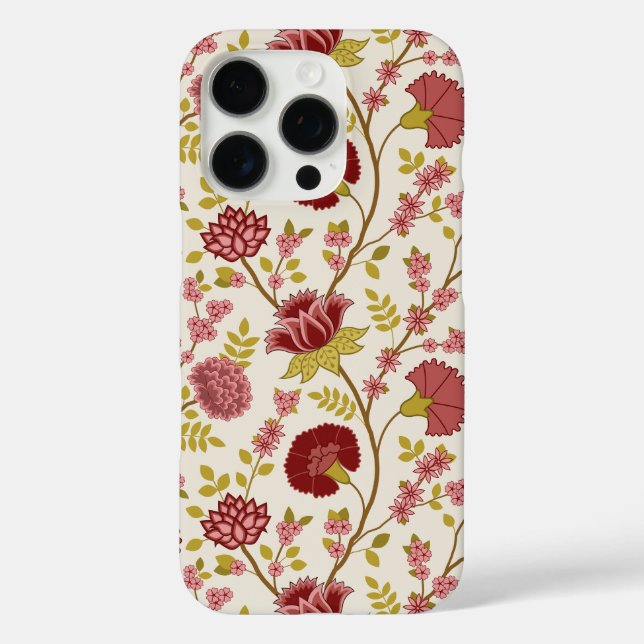 Coques Case-Mate iPhone Jacobean Floral Grand Motif Reds Pinks Gold Creme (Verso)