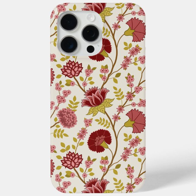 Coques Case-Mate iPhone Jacobean Floral Grand Motif Reds Pinks Gold Creme (Verso)