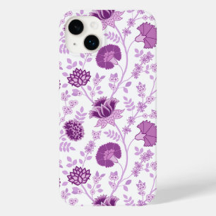 Coque Pour iPhone 14 Plus Jacobean Floral Grand Motif rose sur blanc
