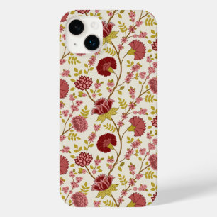 Coque Pour iPhone 14 Plus Jacobean Floral Pattern Rouge Rose Gold Crème