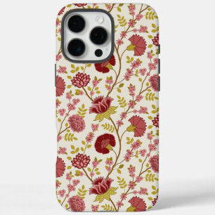 Coques iPhone 16 Pro Max Jacobean Floral Pattern Rouge Rose Gold Crème