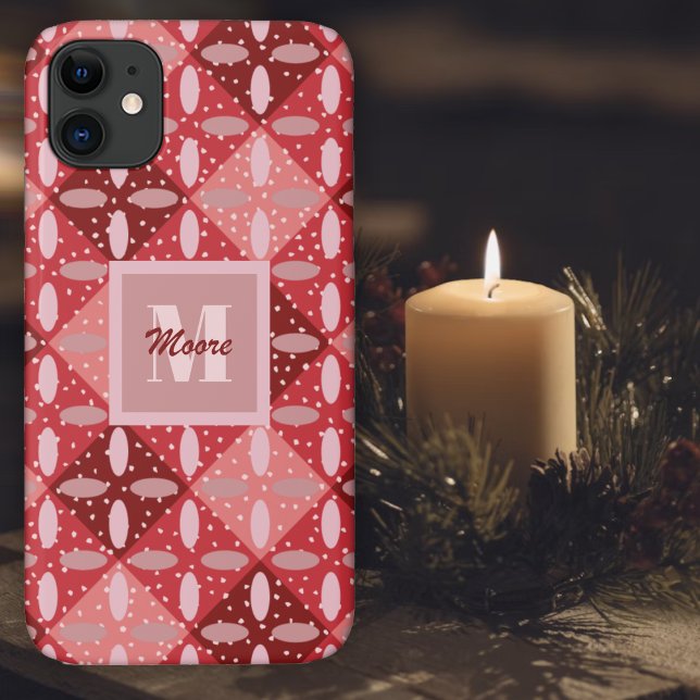 Coques Case-Mate iPhone Jacquard avec ovales en rouge à rose Ombre (Christmas Argyle - Pink to Red Ombre Phone Case)