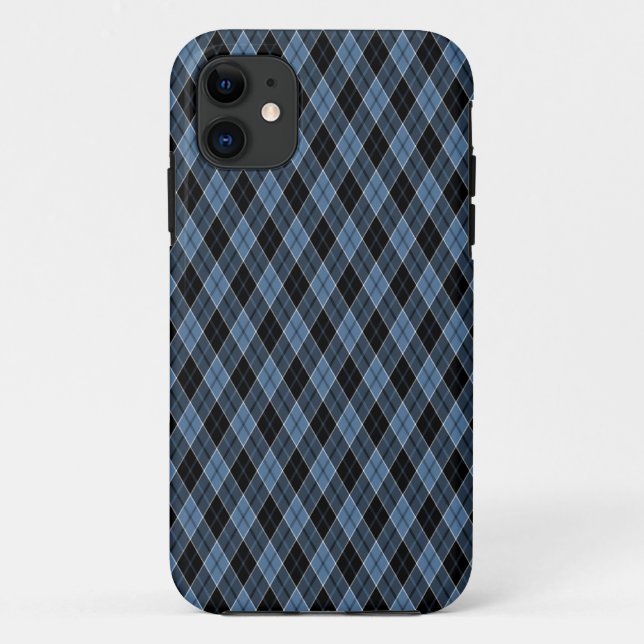 Coques Case-Mate iPhone Jacquard Bleu Noir Blancs motif Diamant (Dos)