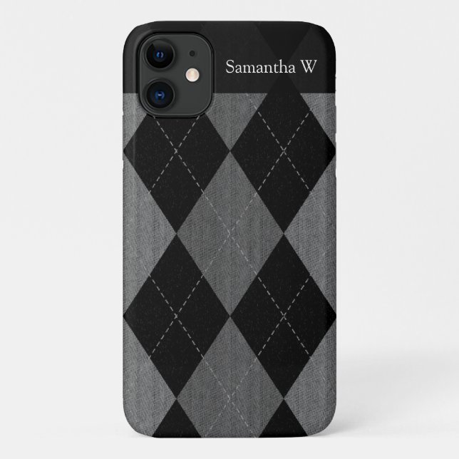 Coques Case-Mate iPhone Jacquard gris noir et charbon de bois (Dos)