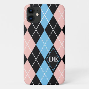 Case-Mate iPhone Case Jacquard motif noir, gris et rose monogramme