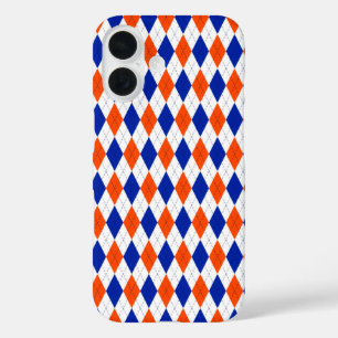 Coque Pour iPhone 16 Jacquard orange et bleu diamant