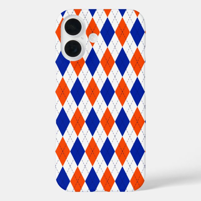 Coques Case-Mate iPhone Jacquard orange et bleu diamant (Verso)