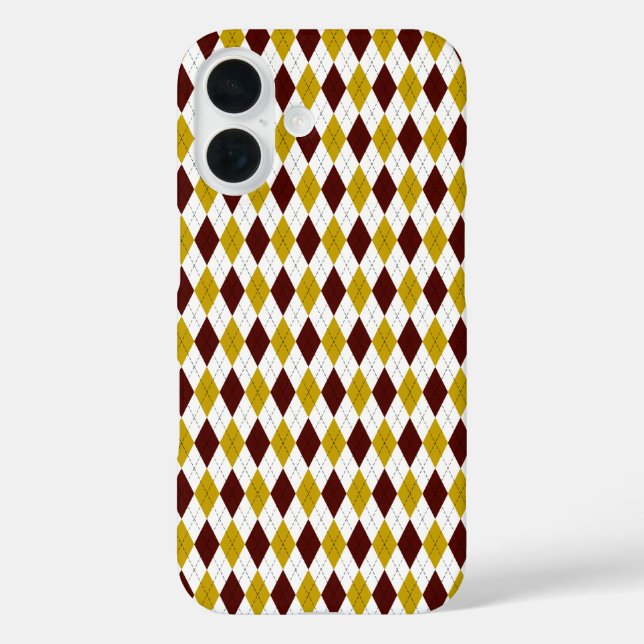 Coques Case-Mate iPhone Jacquard Preppy classique en Garnet et or (Verso)