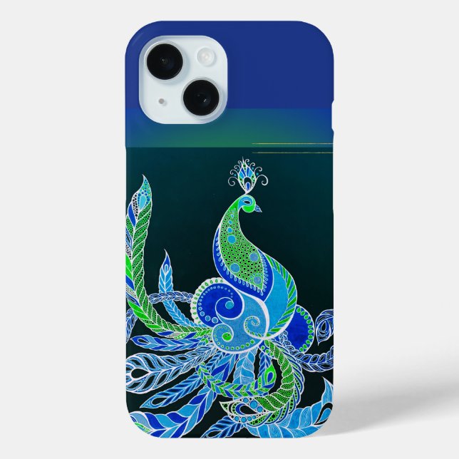 Coques Case-Mate iPhone Jade Majesty Elegant Vert et bleu paon (Verso)
