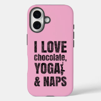 Coque Pour iPhone 16 J'adore le chocolat, le yoga et les siestes | Coqu