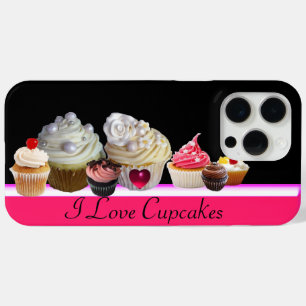 Coque iPhone 15 Pro Max J'ADORE LES DÉLICIEUX CUPCAKES Rose, Fuchsia Blanc