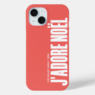 Coque Pour iPhone 15 J'adore Noël Typographie Noël Nom personnalisé