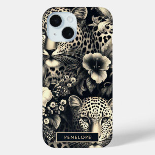 Coque Pour iPhone 15 Jaguar de la Jungle vintage