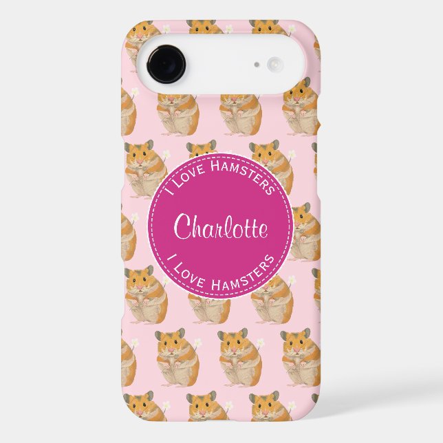 Coques Case-Mate iPhone J'aime Hamsters Motif Hamster Rose (Verso)