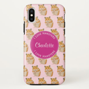 Coques Pour iPhone J'aime Hamsters Motif Hamster Rose