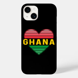 Coque Pour iPhone 14 J'aime le Ghana, le coeur ghanéen