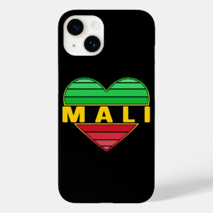 Coque Pour iPhone 14 J'aime le Mali, coeur malien