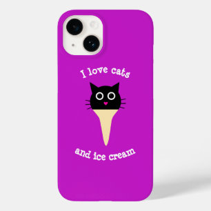 Coque Pour iPhone 14 J'aime les chats et la crème glacée Coque-Mate coq