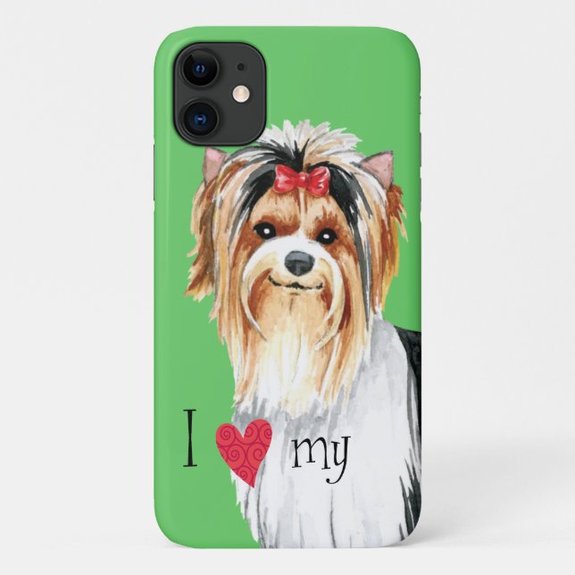 Coques Case-Mate iPhone J'aime ma Biewer Terrier (Dos)