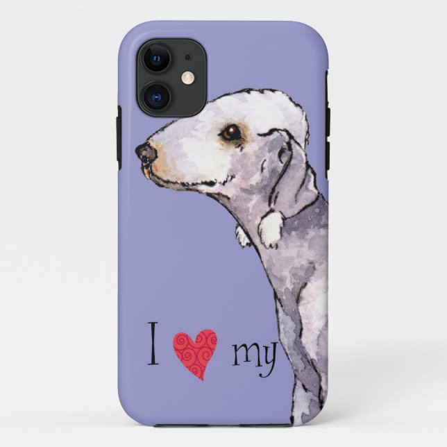 Coques Case-Mate iPhone J'aime mon Bedlington Terrier (Dos)