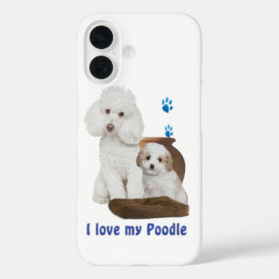 Coque Pour iPhone 16 J'aime mon caniche