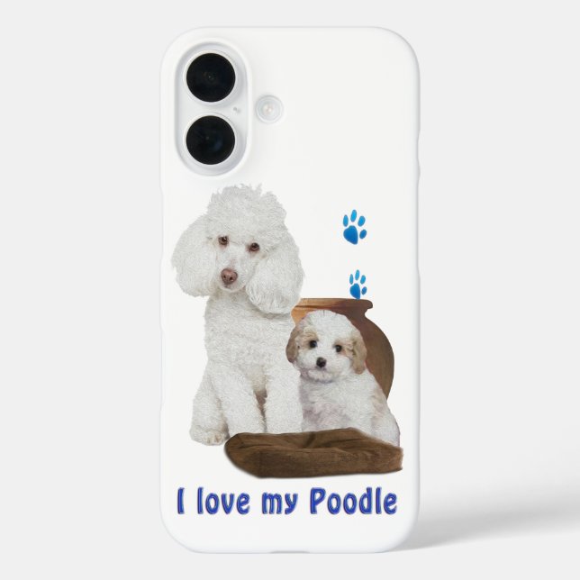 Coques Case-Mate iPhone J'aime mon caniche (Verso)