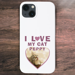 Case-Mate iPhone Case J'aime mon chat Heart Nom du chat Photo Rose