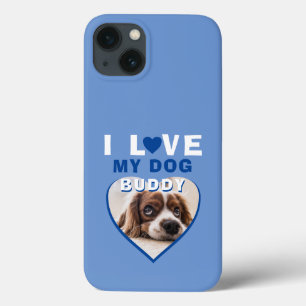 Case-Mate iPhone Case J'aime mon chien Blue Heart Nom de l'animal de com