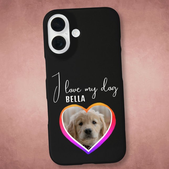 Coques Case-Mate iPhone J'aime mon chien Coeur Photo Nom de l'animal (Créateur téléchargé)