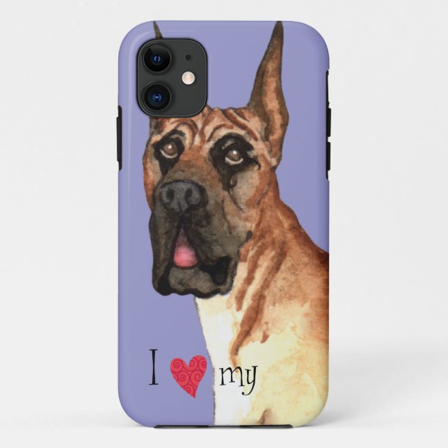 Coques Case-Mate iPhone J'aime mon great dane (Dos)