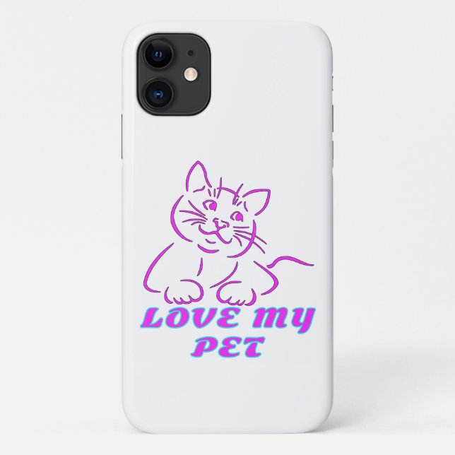 COQUES Case-Mate iPhone J'AIME MON PETIT CHAT ROSE (Dos)