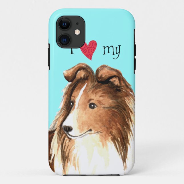 Coques Case-Mate iPhone J'aime mon Sheltie (Dos)