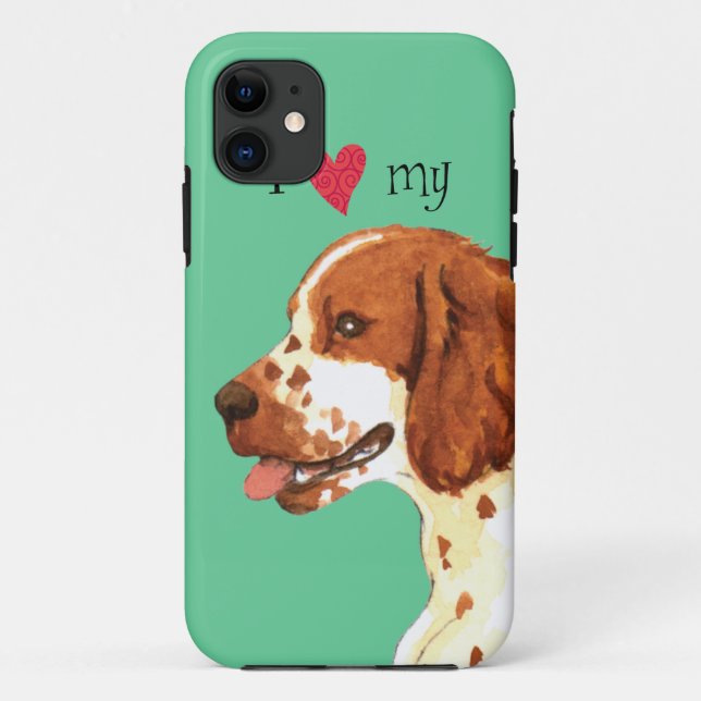 Coques Case-Mate iPhone J'aime mon springer spaniel de Gallois (Dos)