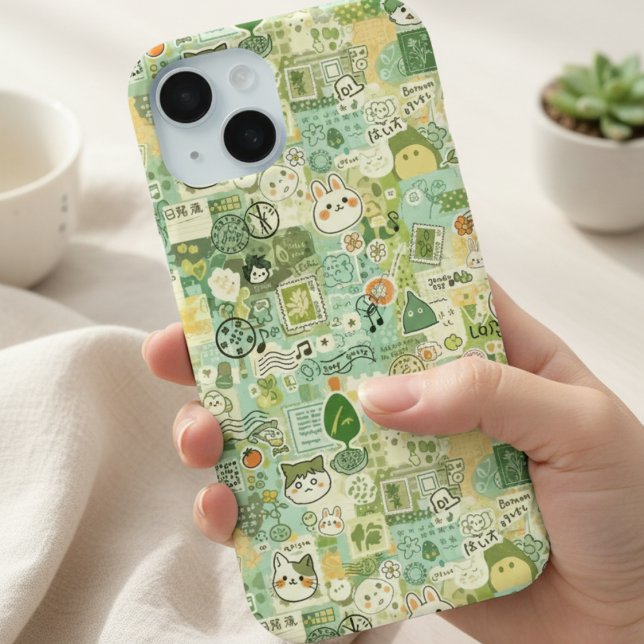 Coques Case-Mate iPhone Japanese Green Anime Moodboard kawaii cartoon gift (Créateur téléchargé)