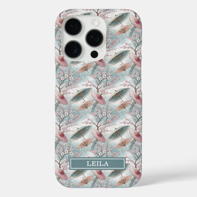 Coques Case-Mate iPhone Japanese Sakura Umbrella Pattern Monogrammed (Verso)