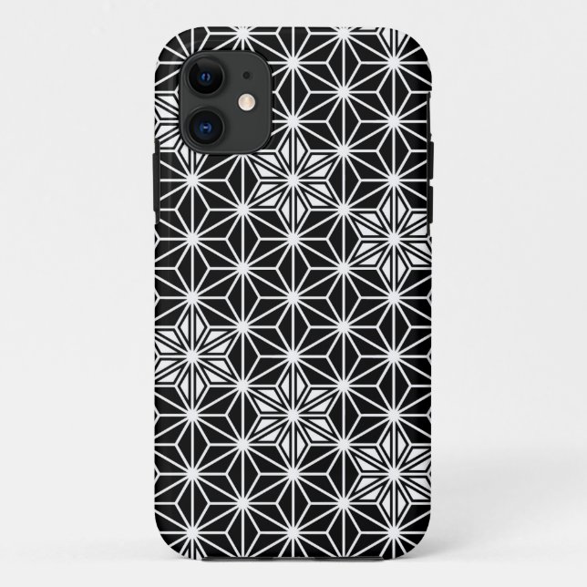 Coques Case-Mate iPhone Japonais Asanoha motif - noir et blanc (Dos)