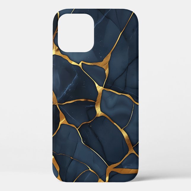 Coques Case-Mate iPhone Japonais Kintsugi bleu foncé (Verso)