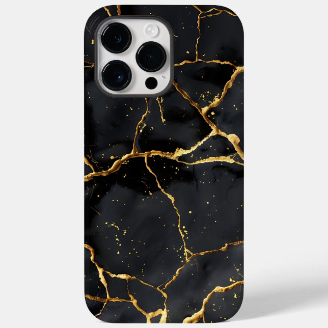 Coques Case-Mate iPhone Japonais Kintsugi Noir & Or (Verso)