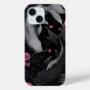 Coque Pour iPhone 15 Japonais Koi Fish mode foncé