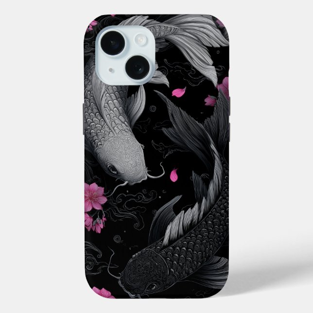 Coques Case-Mate iPhone Japonais Koi Fish mode foncé (Verso)