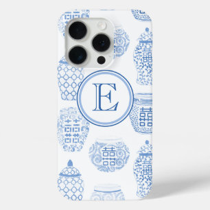 Coque iPhone 15 Pro Jar De Gingembre Chinois Blanc Et Bleu De Monogram
