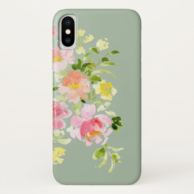 Coques Case-Mate iPhone Jardin à pois fleuri aquarelle (Dos)