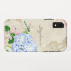 Jardin anglais, bleu et rose Hydrangeas aquarelle