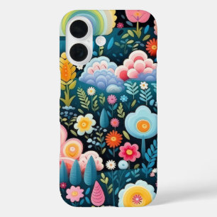 Coque Pour iPhone 16 Jardin Arc-en-Ciel Fantaisiste Motif Floral Fantas