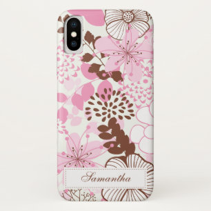 Coque iPhone X Jardin Brown et rose de ressort