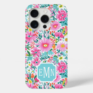 Coque iPhone 15 Pro Jardin coloré magnifique avec monogramme