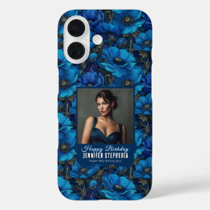 Coque Pour iPhone 16 Jardin de Anémones Bleues Surprise Anniversaire Te