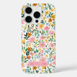 Coques iPhone 16 Pro Jardin de fleurs fantaisiste monogrammé